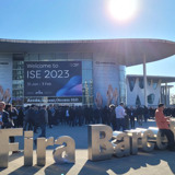 Outside view of ISE conference with arrival of visitors