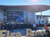 Outside view of ISE conference with arrival of visitors