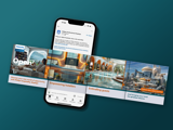 Campaign images presented in carousel format mockup