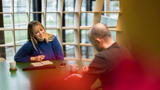 Laureth and Jeroen in consultation pod