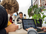 Students Investigate Plants With Microscope